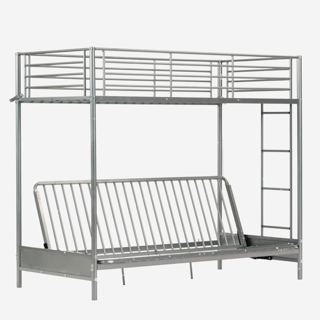 Lit superposé avec banquette en métal, LIBERTY Couleur gris <span itemprop=