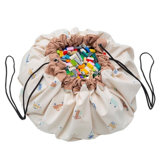 Sac de rangement et tapis de jeu GRANDES VOITURE Couleur blanc ivoire <span itemprop=