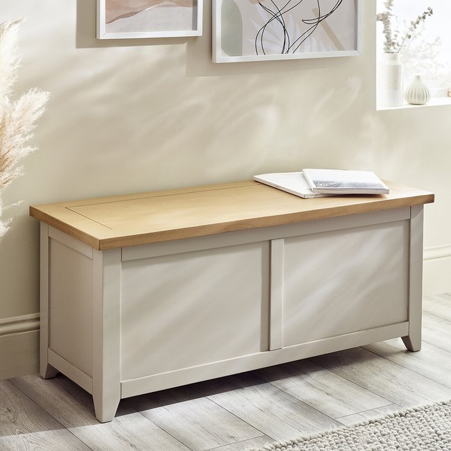 Kingston Farmhouse Storage Bench, natural wood, SO'HOME