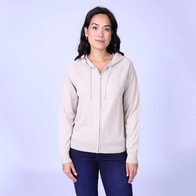 Cardigan zippé Gisèle beige <span itemprop=