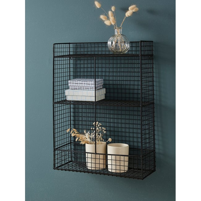 Étagère filaire en métal Couleur noir <span itemprop=