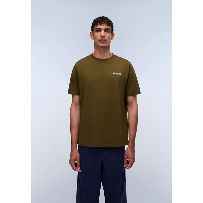 T-shirt maniche corte con piccolo logo kaki NAPAPIJRI