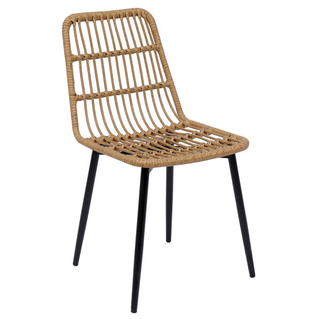 Lot de 4 chaises métal et rotin, BANGKOK Couleur marron <span itemprop=