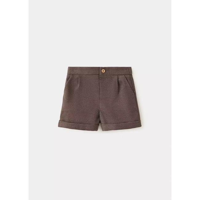 Short à carreaux avec pinces marron <span itemprop=