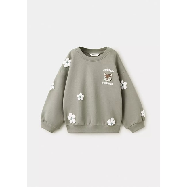 Sweat-shirt coton imprimé vert forêt <span itemprop=