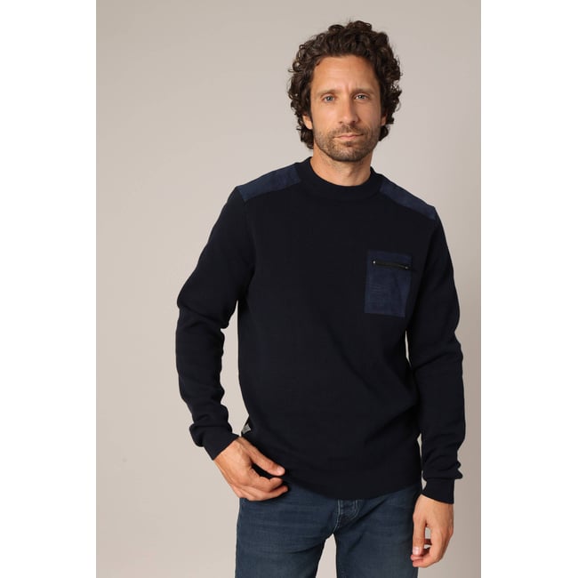 Pull uni en maille TONNY night blue <span itemprop=