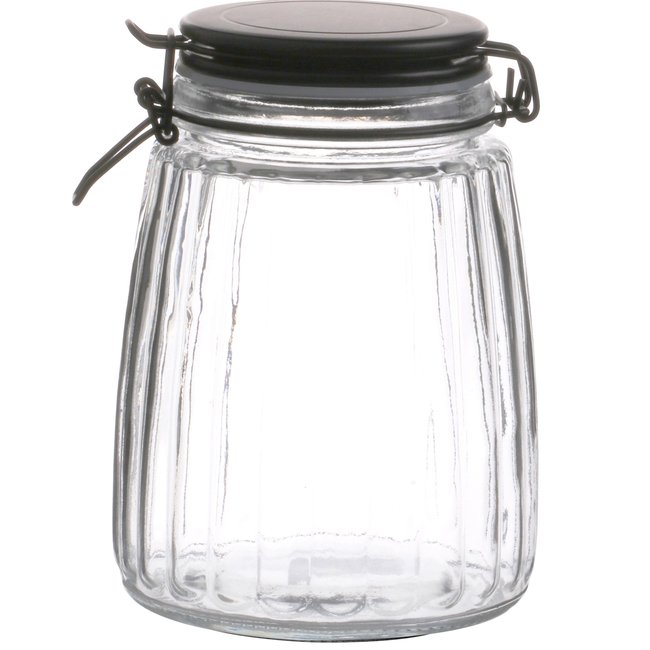Bocal cuisine hermétique en verre couvercle clip noir 1.5L Couleur transparent <span itemprop=