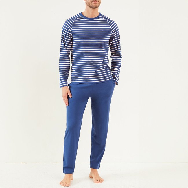 Striped Long Sleeve Pyjamas, navy blue, DODO