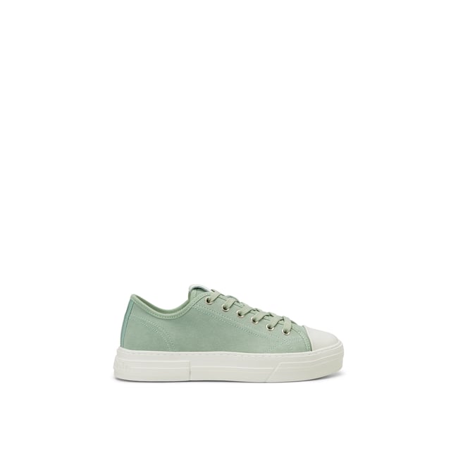 Baskets de cour en cuir velours de haute qualité vert <span itemprop=