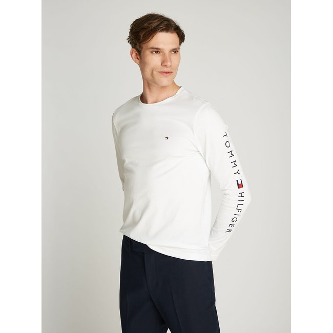 T-shirt manches longues Tommy Logo blanc <span itemprop=