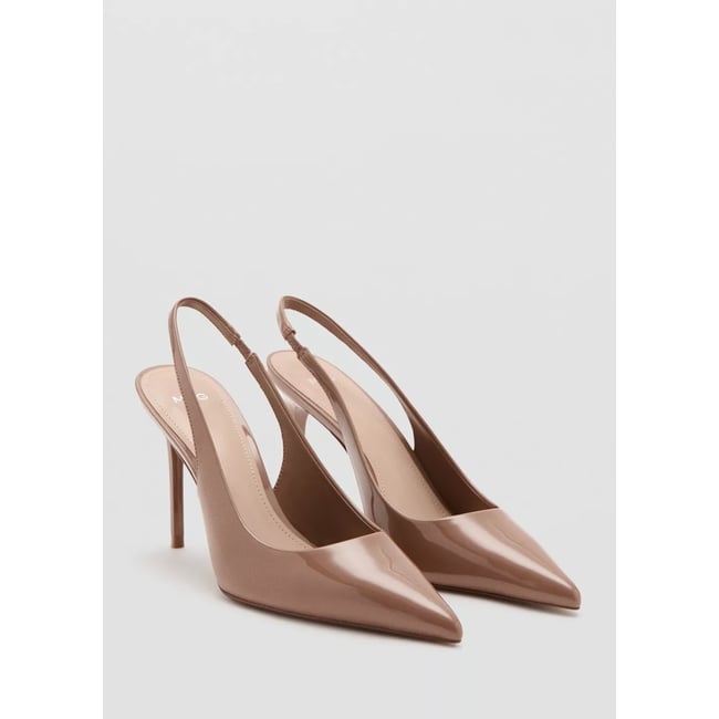 Chaussures à talon en cuir vernis nude <span itemprop=
