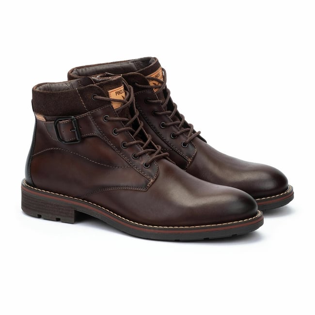 Boots lacées en cuir York marron <span itemprop=