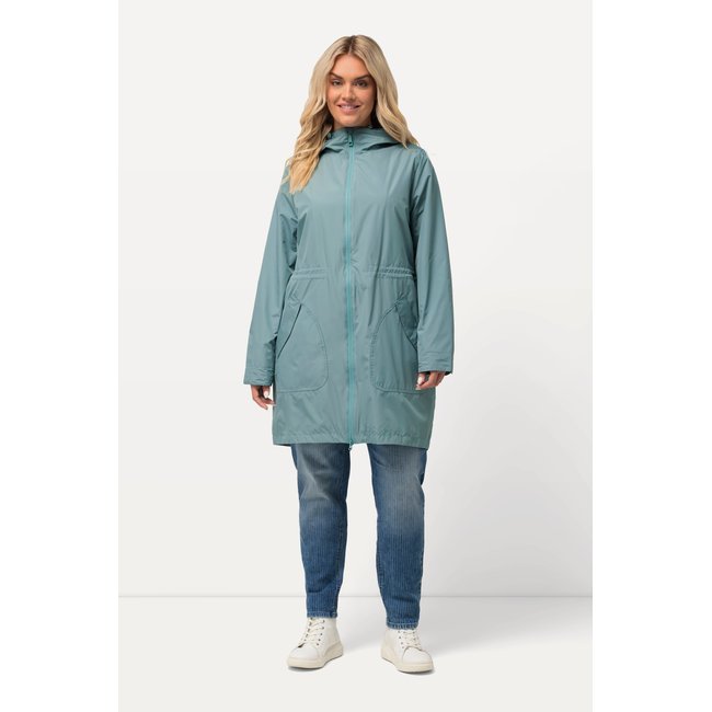 Parka technique HYPRAR, imperméable, capuche glace bleue <span itemprop=