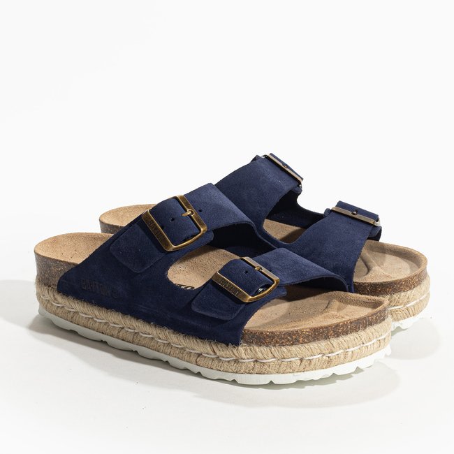 Sandales en cuir suedé OLYMPE pour femme bleu marine <span itemprop=