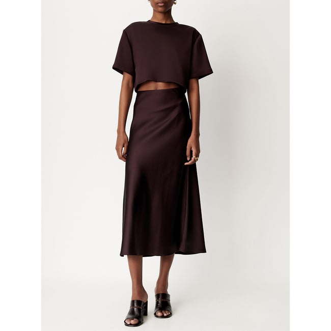 Gilda Satin Midi Skirt, brown, SESSUN