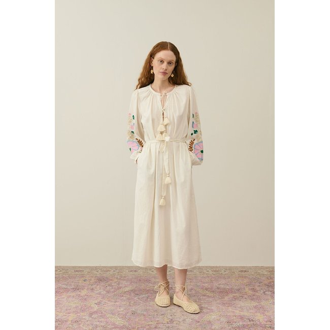 Martina Embroidered Maxi Dress with Long Sleeves, white, LOUISE MISHA