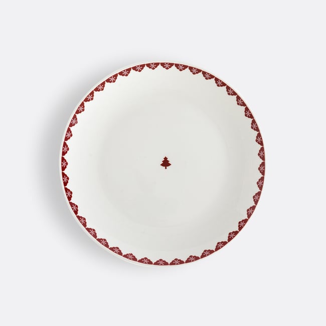 Lote de 4 platos de postre de porcelana, Flocani rojo/blanco <span itemprop=