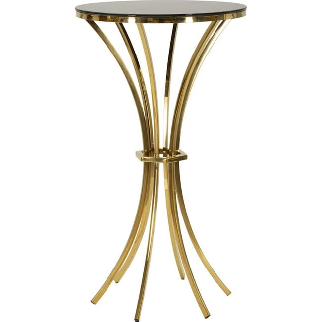 Table de bar en fer et verre GLAM Couleur doré et noir <span itemprop=