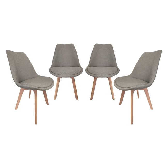 Chaise scandinave bois de hêtre et tissu (lot de 4) NILS Couleur gris clair <span itemprop=