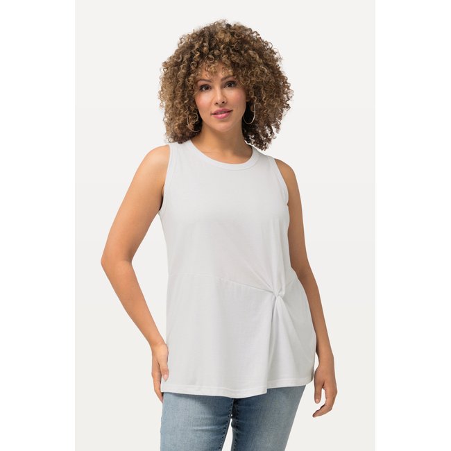 Top sans manche, col rond et effet drapé blanc neige <span itemprop=