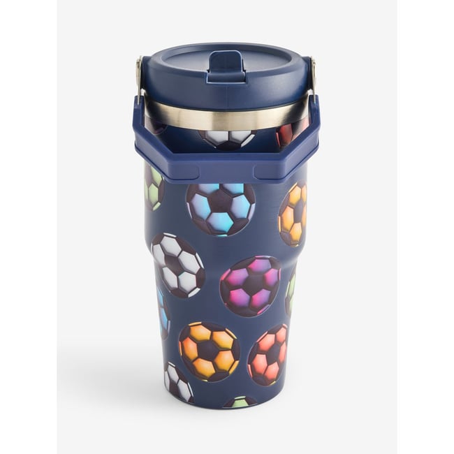 Gourde football en acier inoxydable 600 ml Couleur bleu marine <span itemprop=