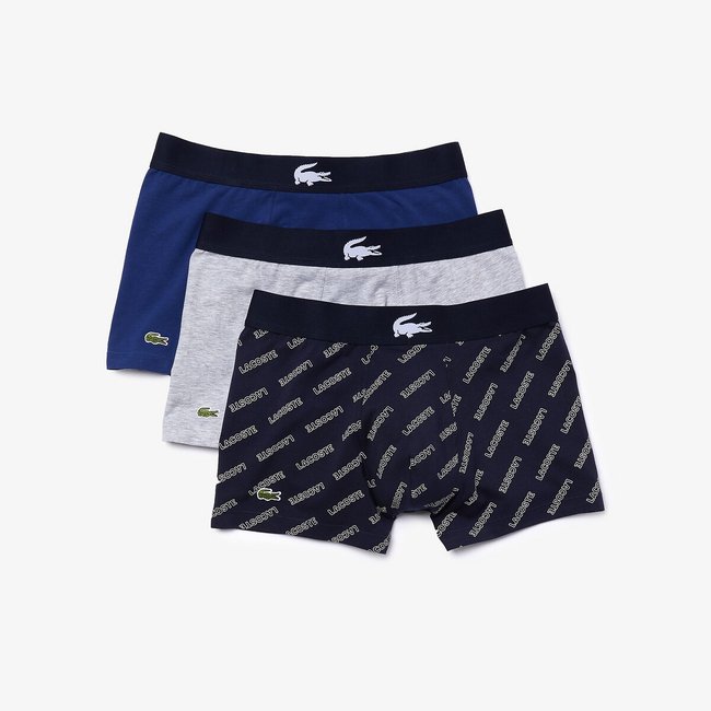 Pack of 3 Cotton Hipsters, white + grey + blue, LACOSTE