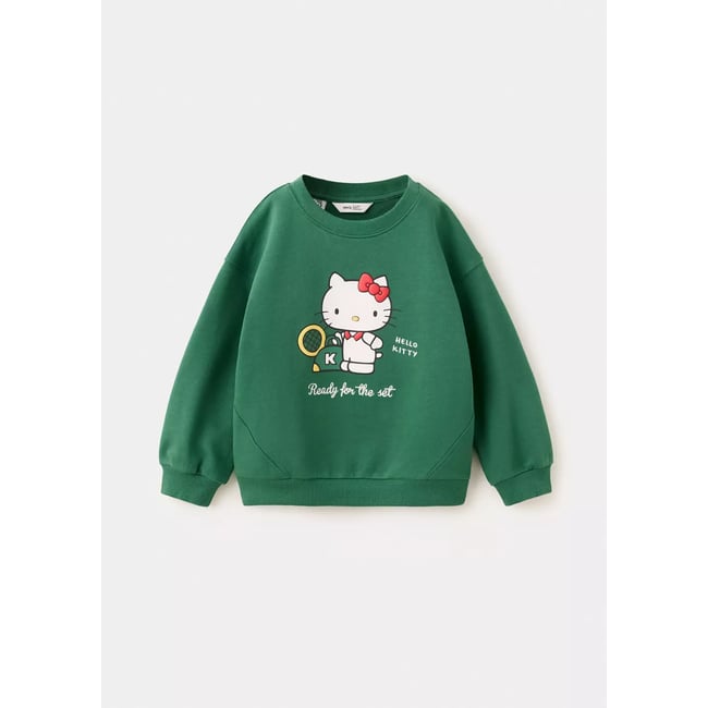 Sweat-shirt Hello Kitty vert <span itemprop=