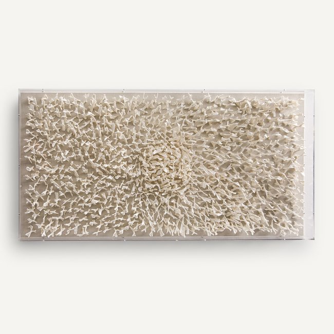Sudjo Papier Mâché Wall Art Under Plexiglass, white, AM.PM