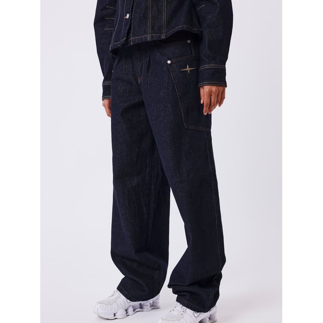Jean barrel fierce bleu <span itemprop=