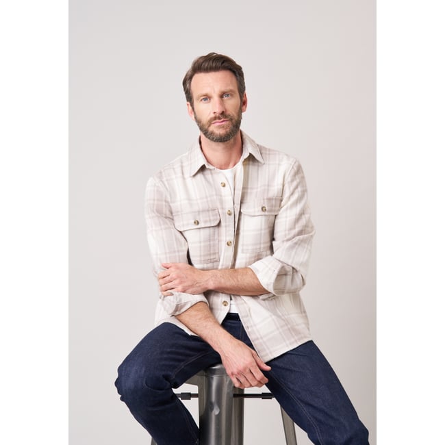Chemise loose homme à carreaux OREBRO natural <span itemprop=