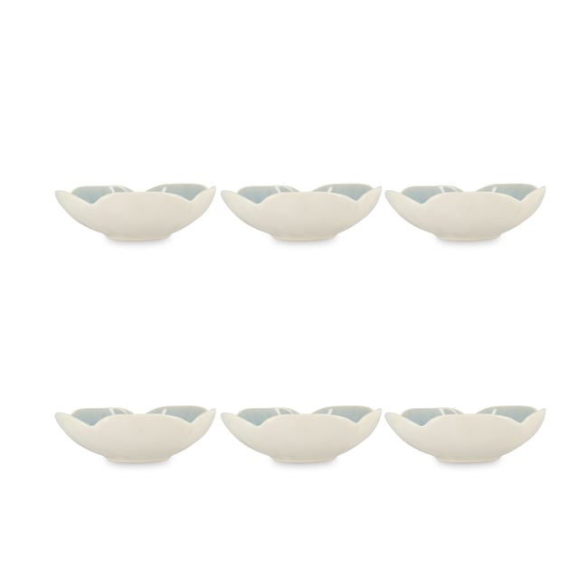 Lot de 6 coupelles 32cl en grès, NOVA Couleur blanc et bleu <span itemprop=
