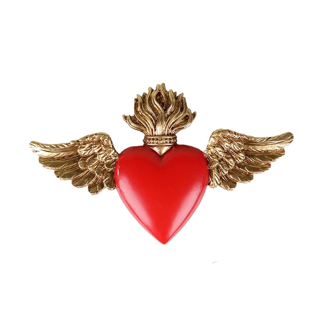 Déco murale ex-voto ailes 12x7.5cm Couleur rouge <span itemprop=