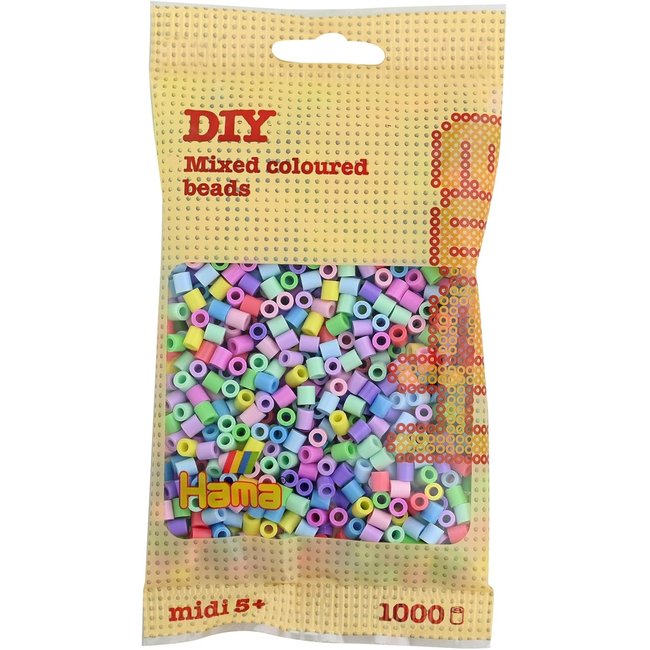 Sachet 1000 perles plastique Midi pastel mix beige <span itemprop=