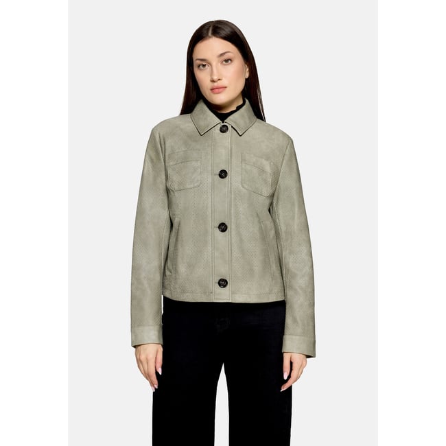Veste en simili cuir à col oak green <span itemprop=