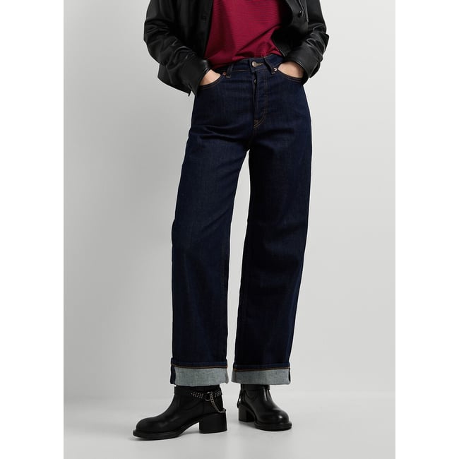 Jean droit taille haute, Lexa dark indigo <span itemprop=