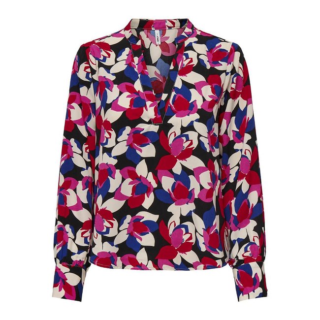 Printed V-Neck Blouse, print/black background, ONLY