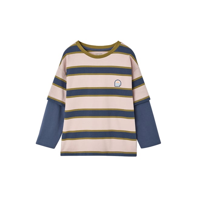T-shirt manches longues bleu moyen <span itemprop=