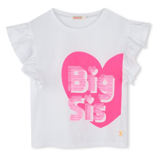 T-shirt à manches volantées blanc <span itemprop=