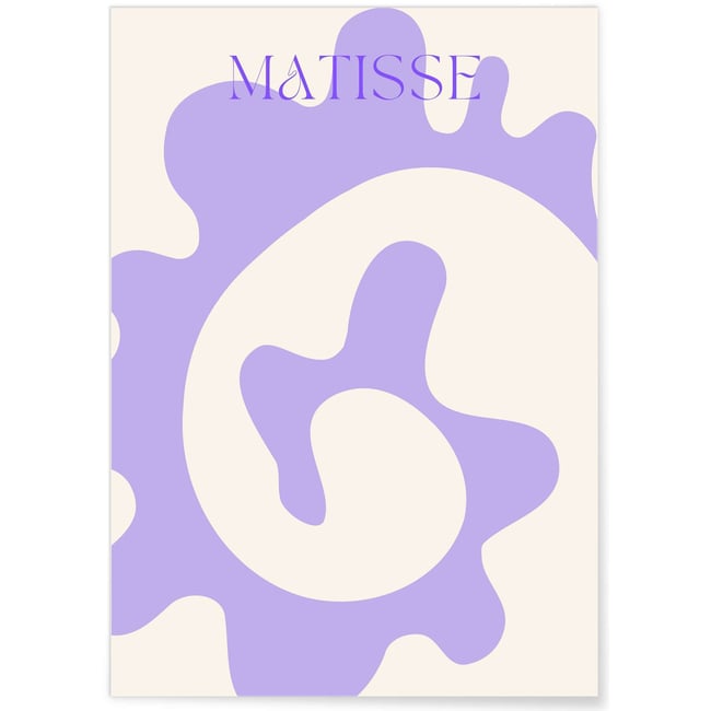 Affiche Matisse 'Motif Végétal' – Abstraction en lavande Couleur blanc <span itemprop=