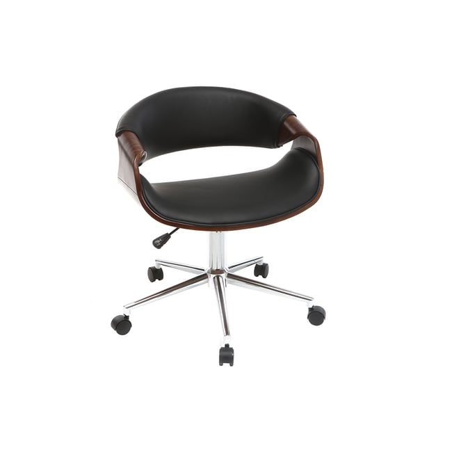 Chaise de bureau à roulettes design en bois et acier chromé ARAMIS - MILIBOO