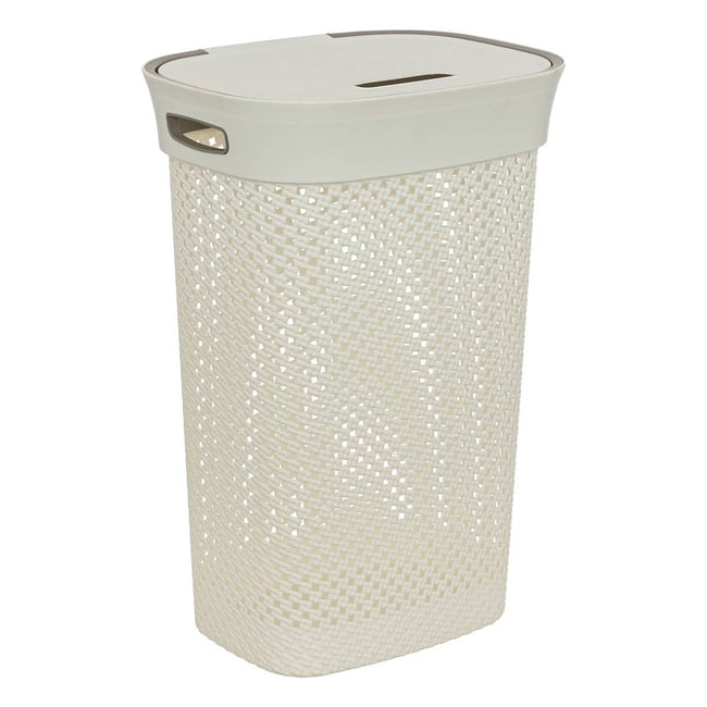 Corbeille à linge 60L avec couvercle Couleur blanc <span itemprop=