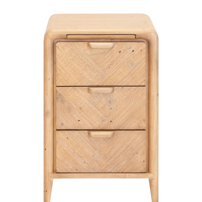 Table de chevet 3 tiroirs bois recyclé KEARNEY Couleur bois naturel <span itemprop=