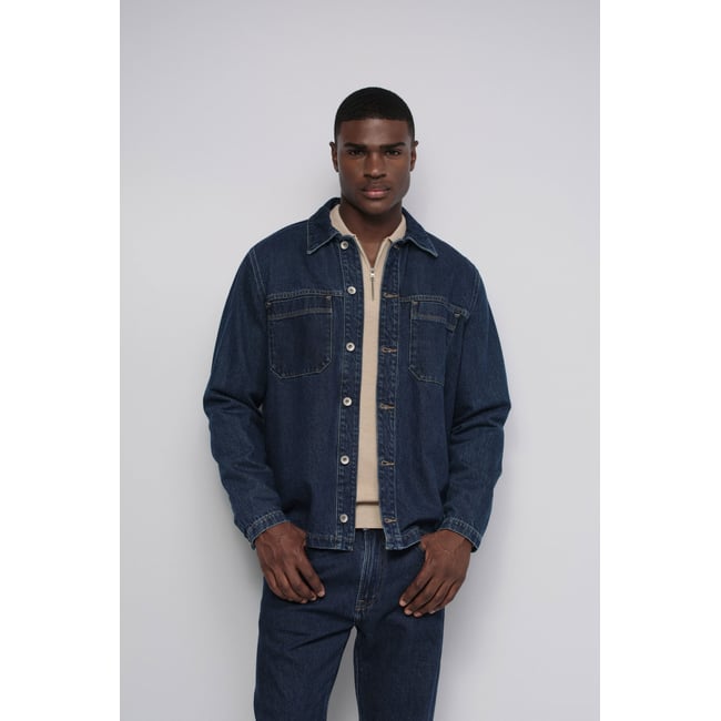 SURCHEMISE EN DENIM bleu foncé <span itemprop=