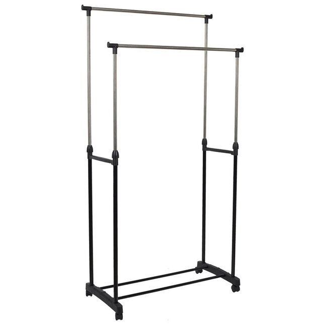 Portant Double à Roulettes En Métal Couleur noir <span itemprop=