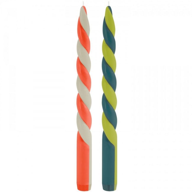 Bougies torsadées Remember Vienna set de 2 Couleur multicolore <span itemprop=