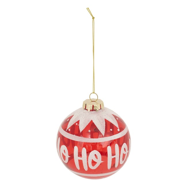 Boule verre Hô Hô Hô D9 cm Couleur rouge <span itemprop=