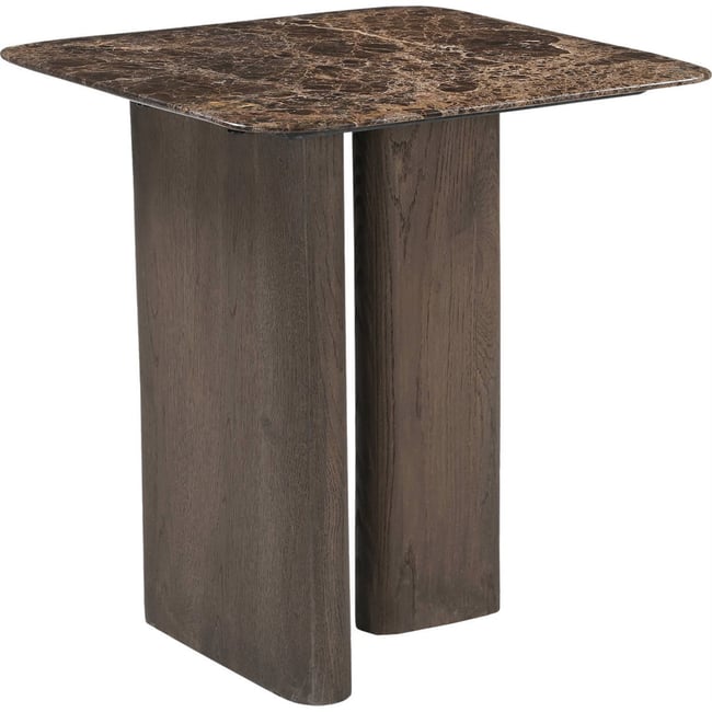 Table de bout marbre et chêne CASTELLO Couleur charbon fumé <span itemprop=