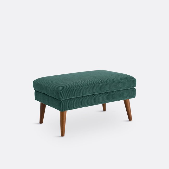 Pouf velours côtelé, Séméon Couleur vert eucalyptus <span itemprop=