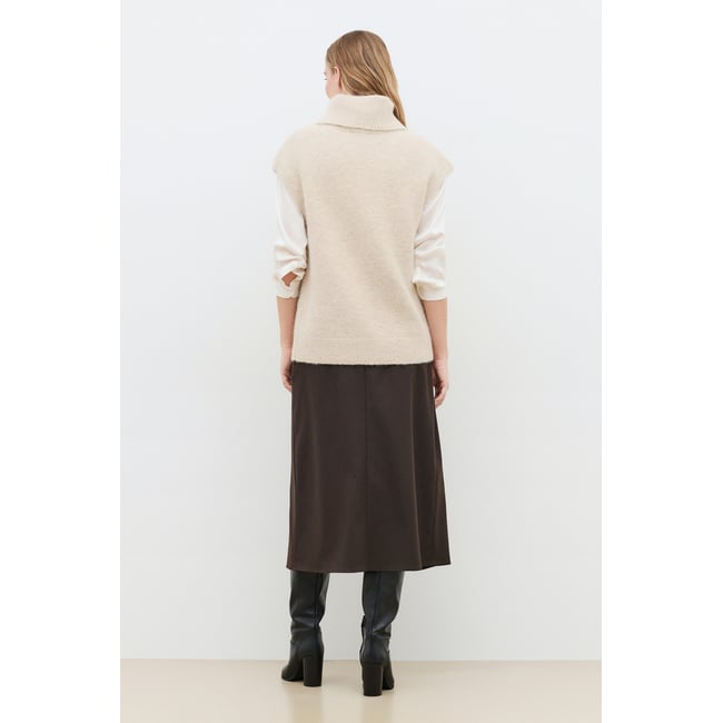 Pull large col roulé MPAULINA sable <span itemprop=