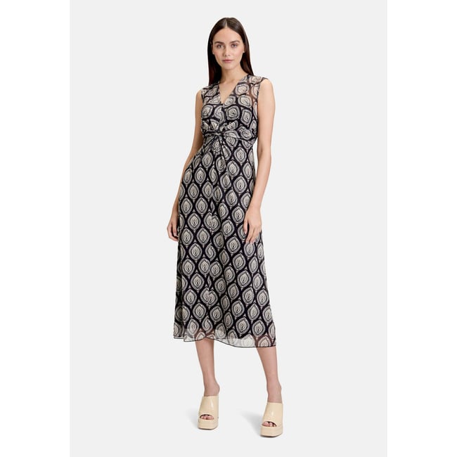 Robe longueur midi sans manches noir/blanc <span itemprop=